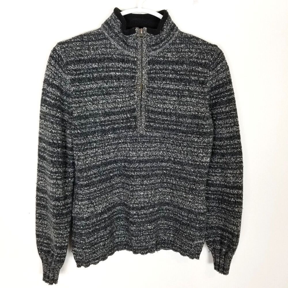 VTG Woolrich Tanglewood Quarter Zip Sweater‎ Women Sz S Heather Gray Wool Ramie